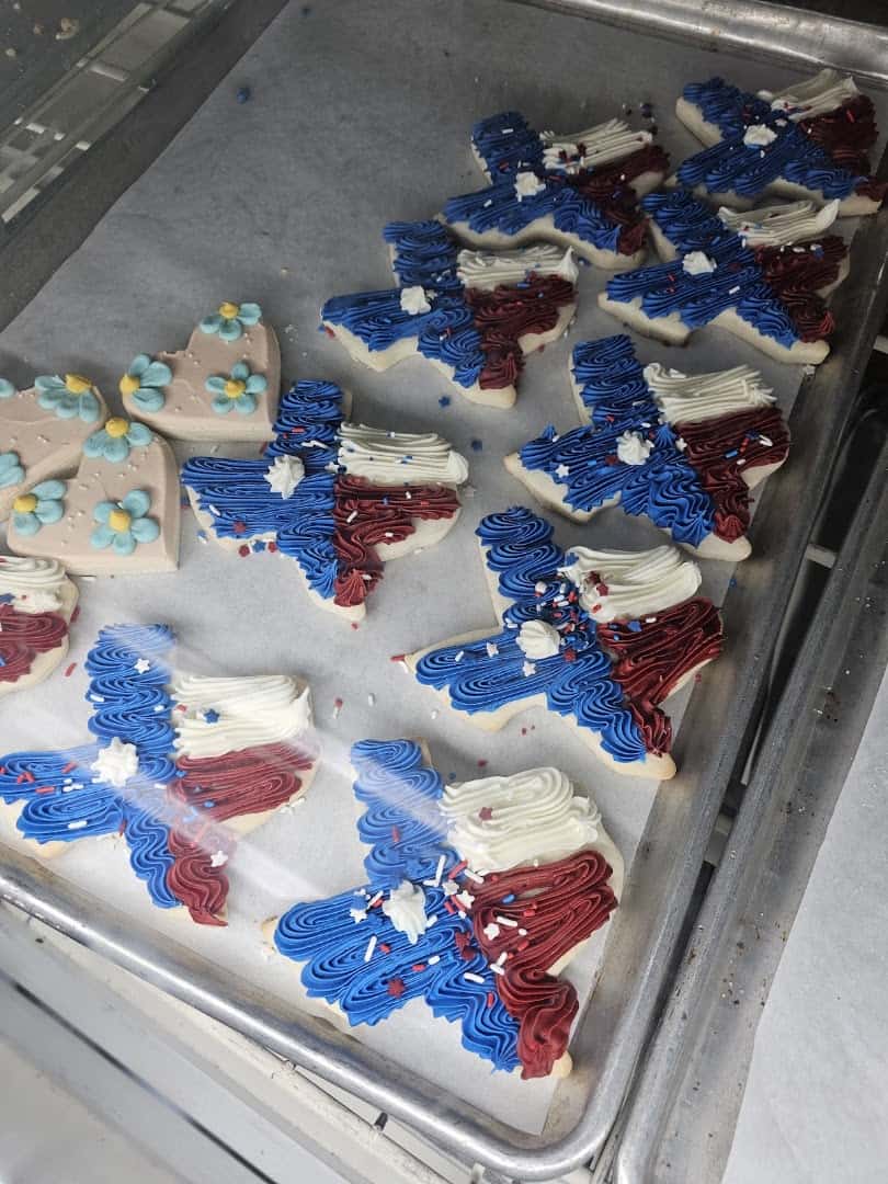Tray of decorated cookies at Haby's Alsatian Bakery in Castroville, Texas