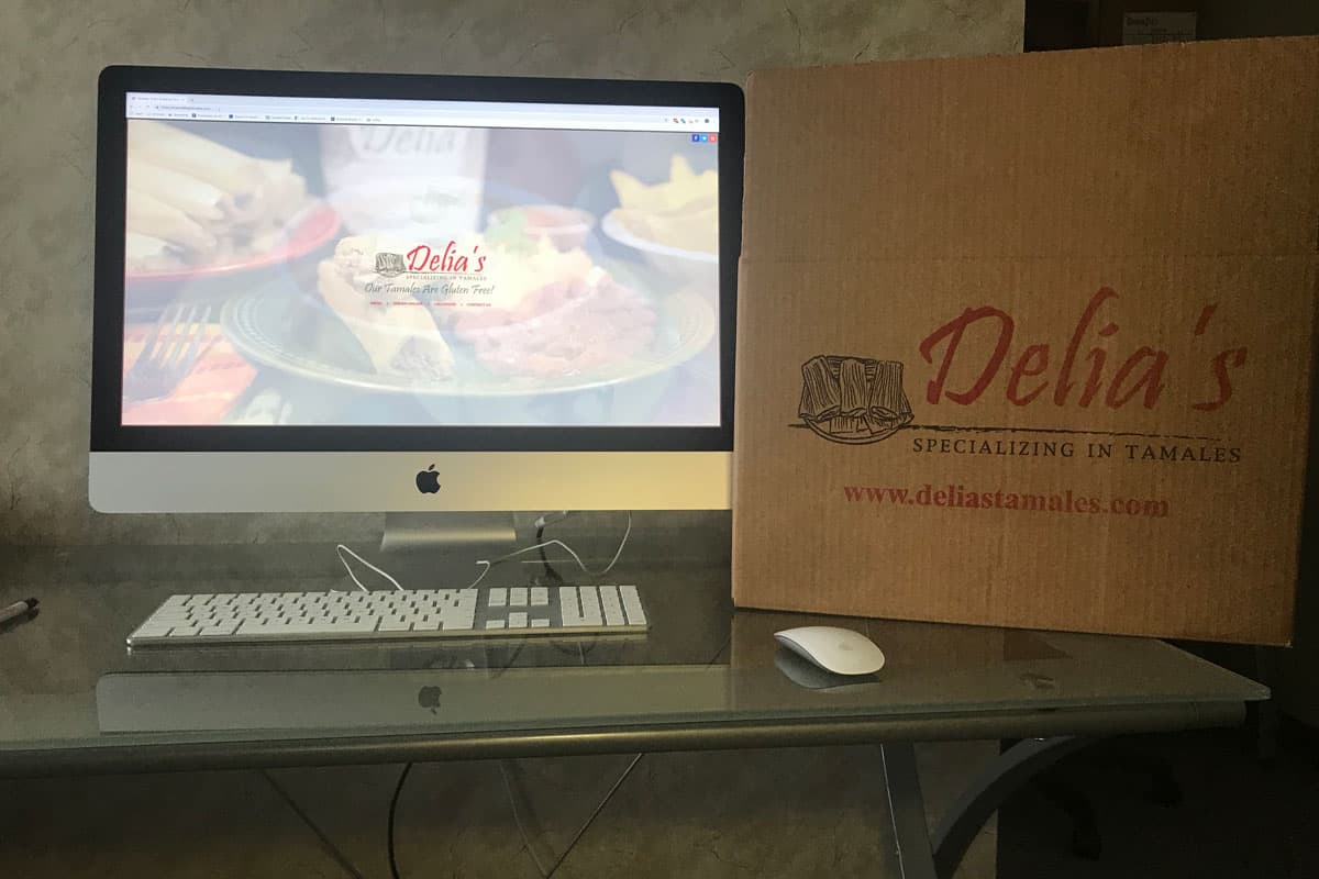Delia's Tamales online store and nationwide shipping box