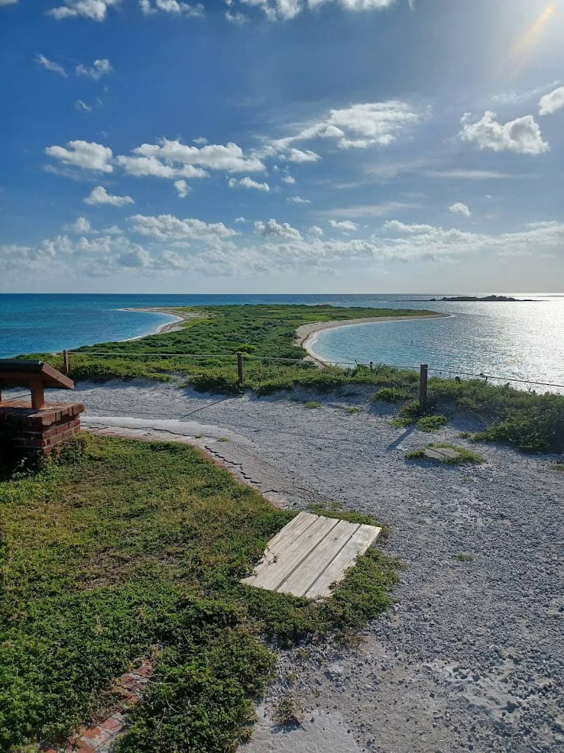 Turquoise water and sandy island seen from Fort Jefferson at Dry Tortugas National Park, Florida