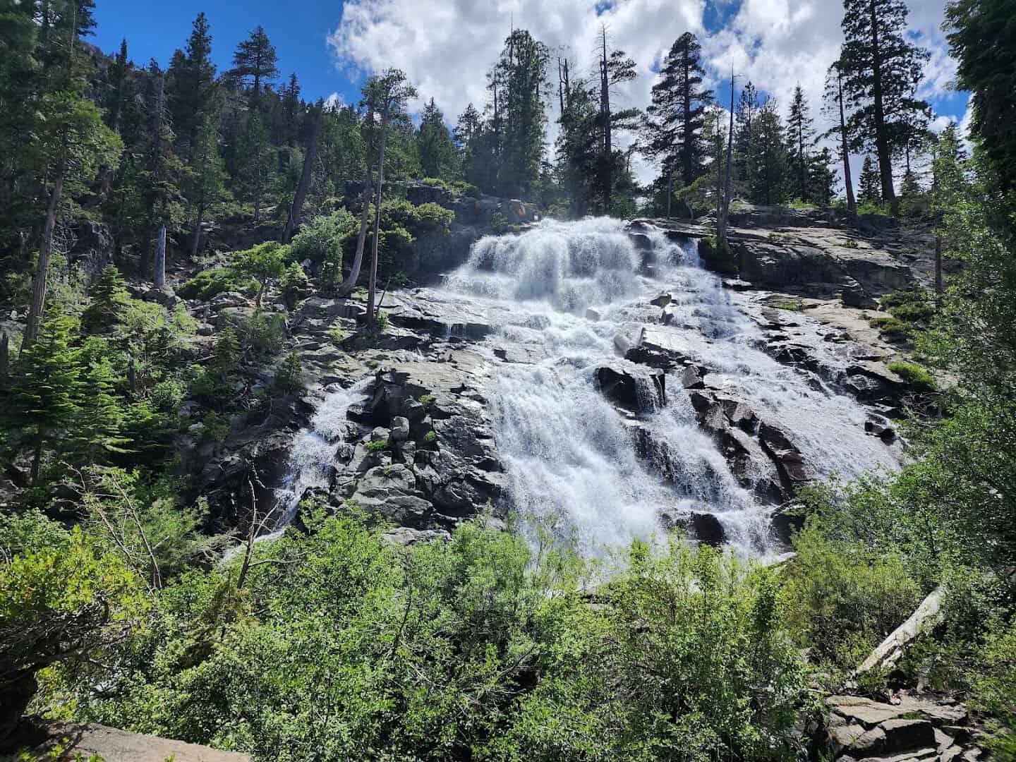 Eagle Falls cascading down granite near Emerald Bay, Lake Tahoe, California