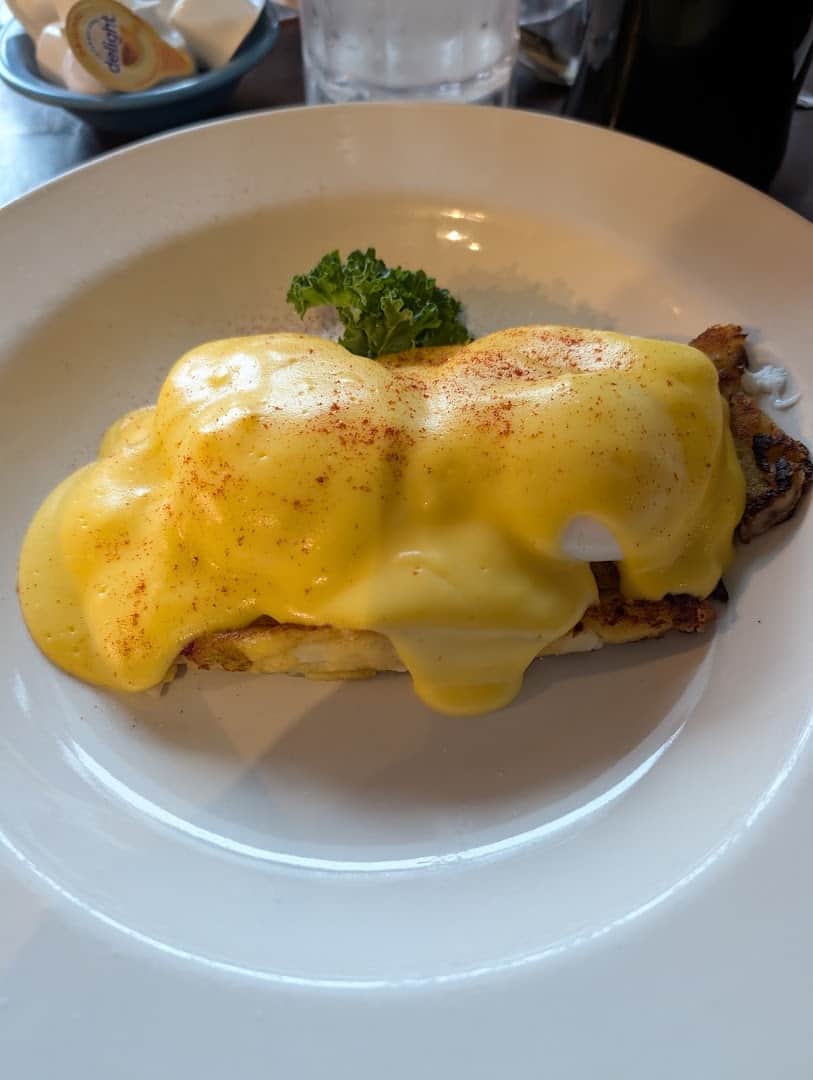 Eggs Benedict with hollandaise at Miller's Seawall Grill in Galveston, Texas