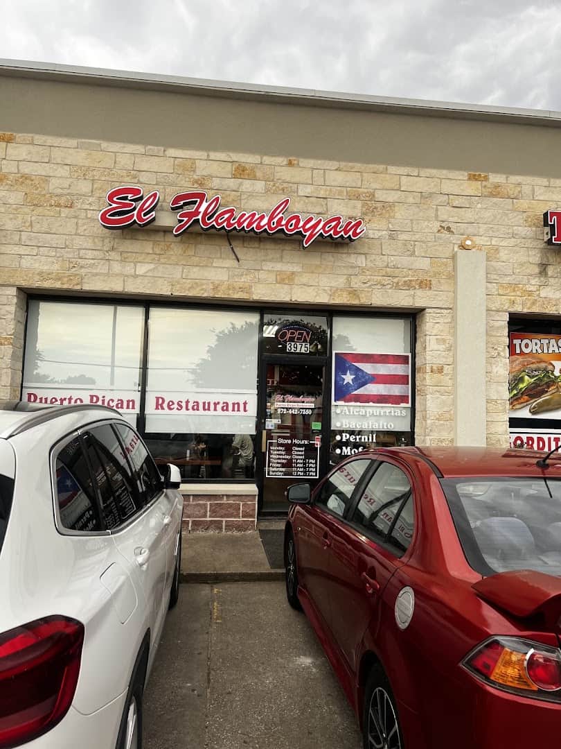 Storefront of El Flamboyan Puerto Rican Restaurant in Wylie, Texas