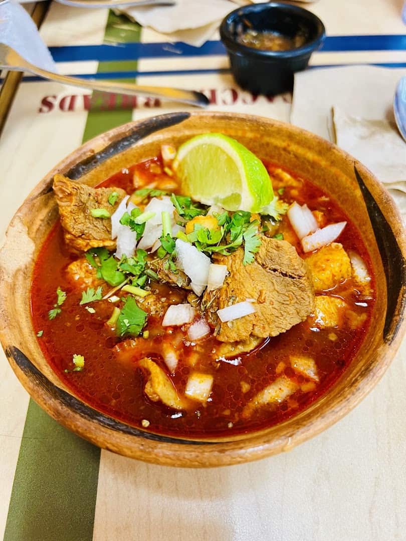 Bowl of birria at El Refran Mexican Buffet in Farmers Branch, Texas