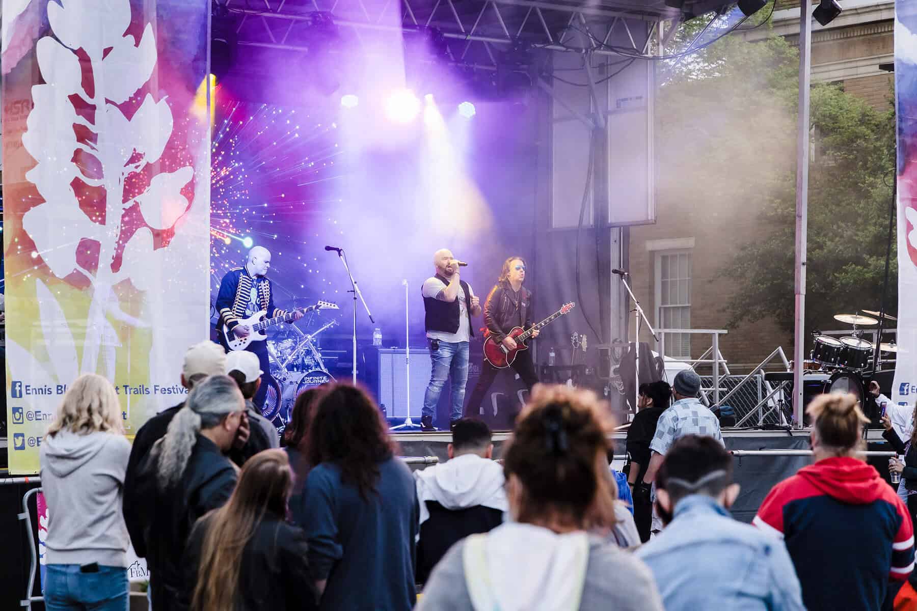 Live music on stage at the Ennis Bluebonnet Trails Festival