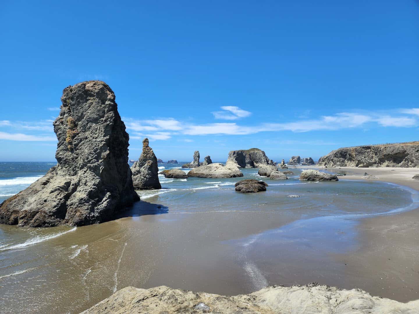 Sea stacks and spires on the beach at Face Rock, Bandon, Oregon
