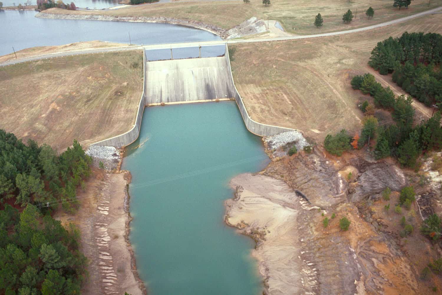 Ferrells Bridge Dam spillway at Lake O' the Pines, Texas