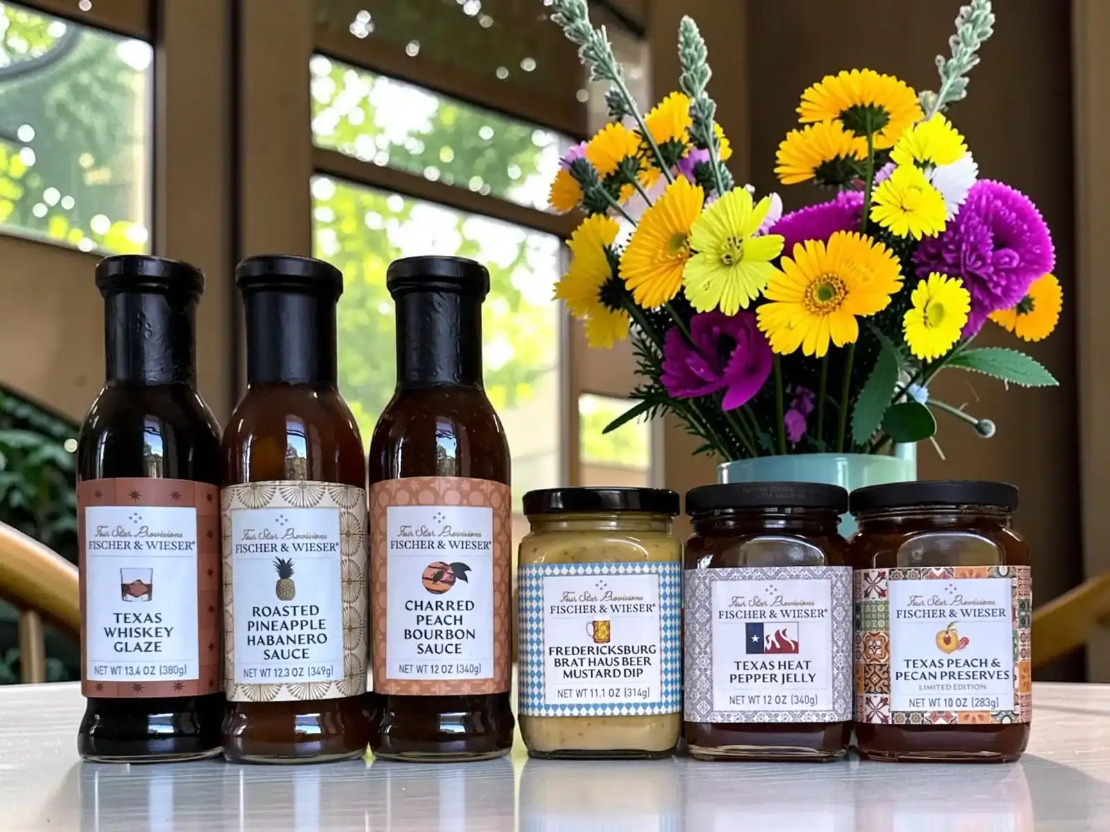 Fischer and Wieser sauces and jars at Das Peach Haus in Fredericksburg
