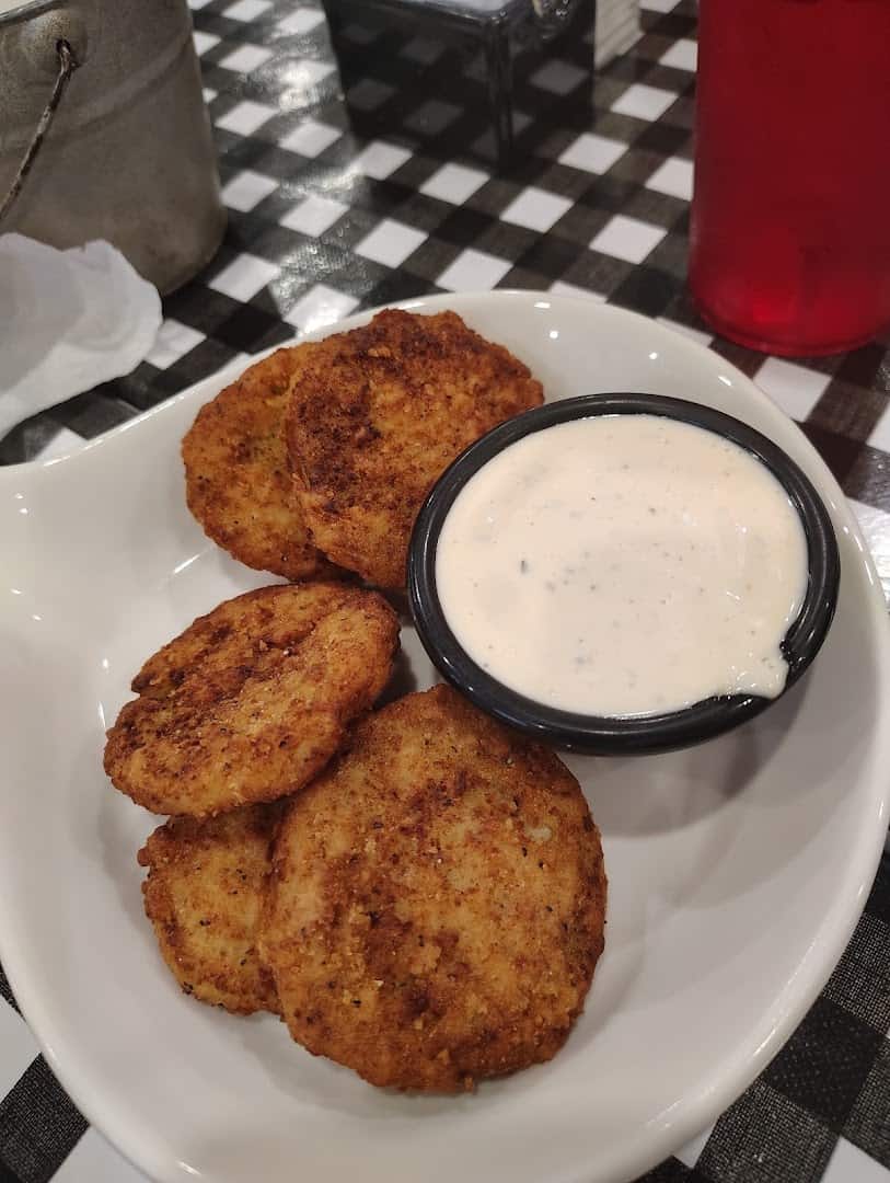 Fried green tomatoes with ranch dip at Mels Country Cafe in Tomball, Texas