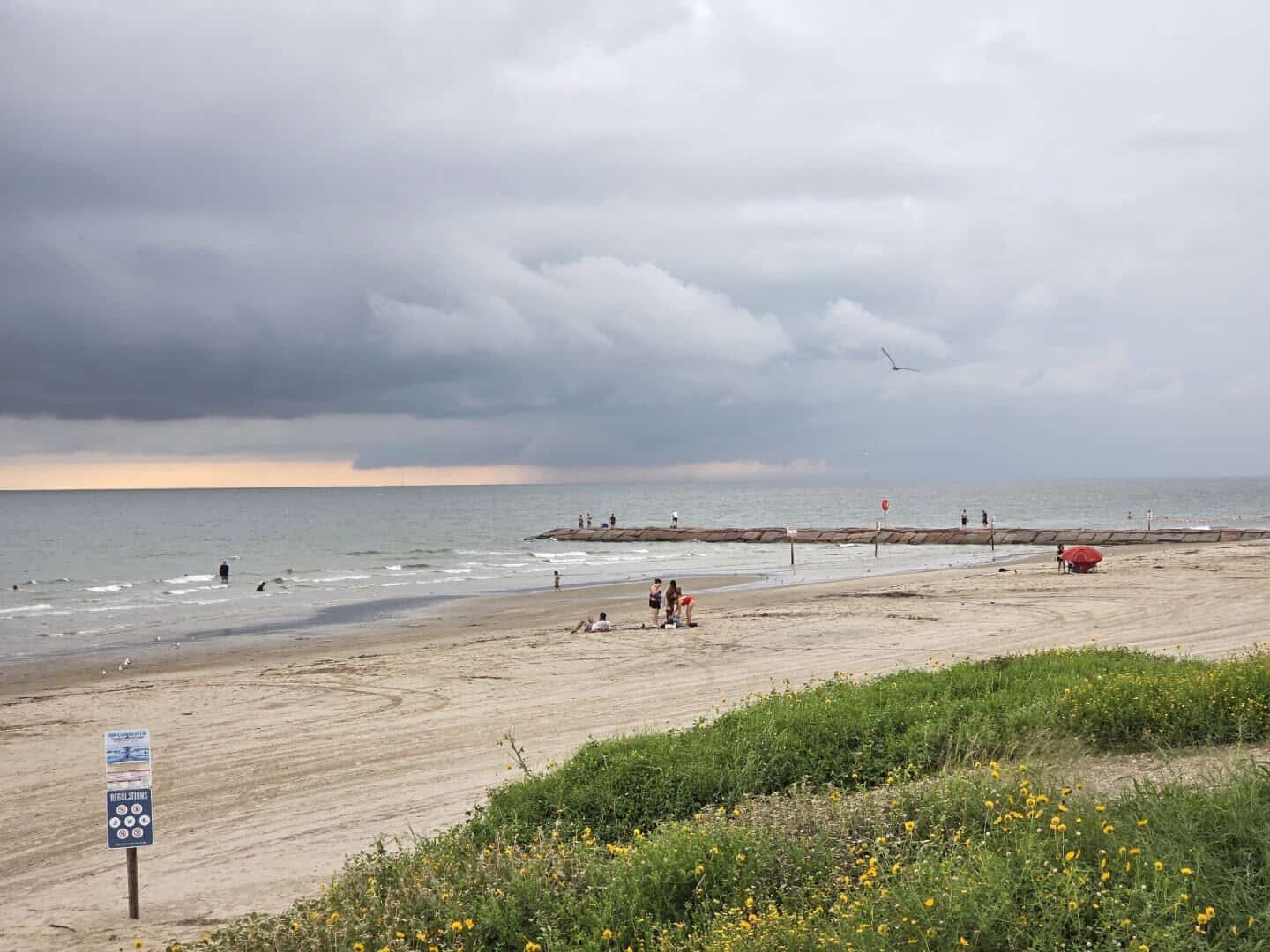Gulf of Mexico view from the Galveston seawall near Miller's Seawall Grill