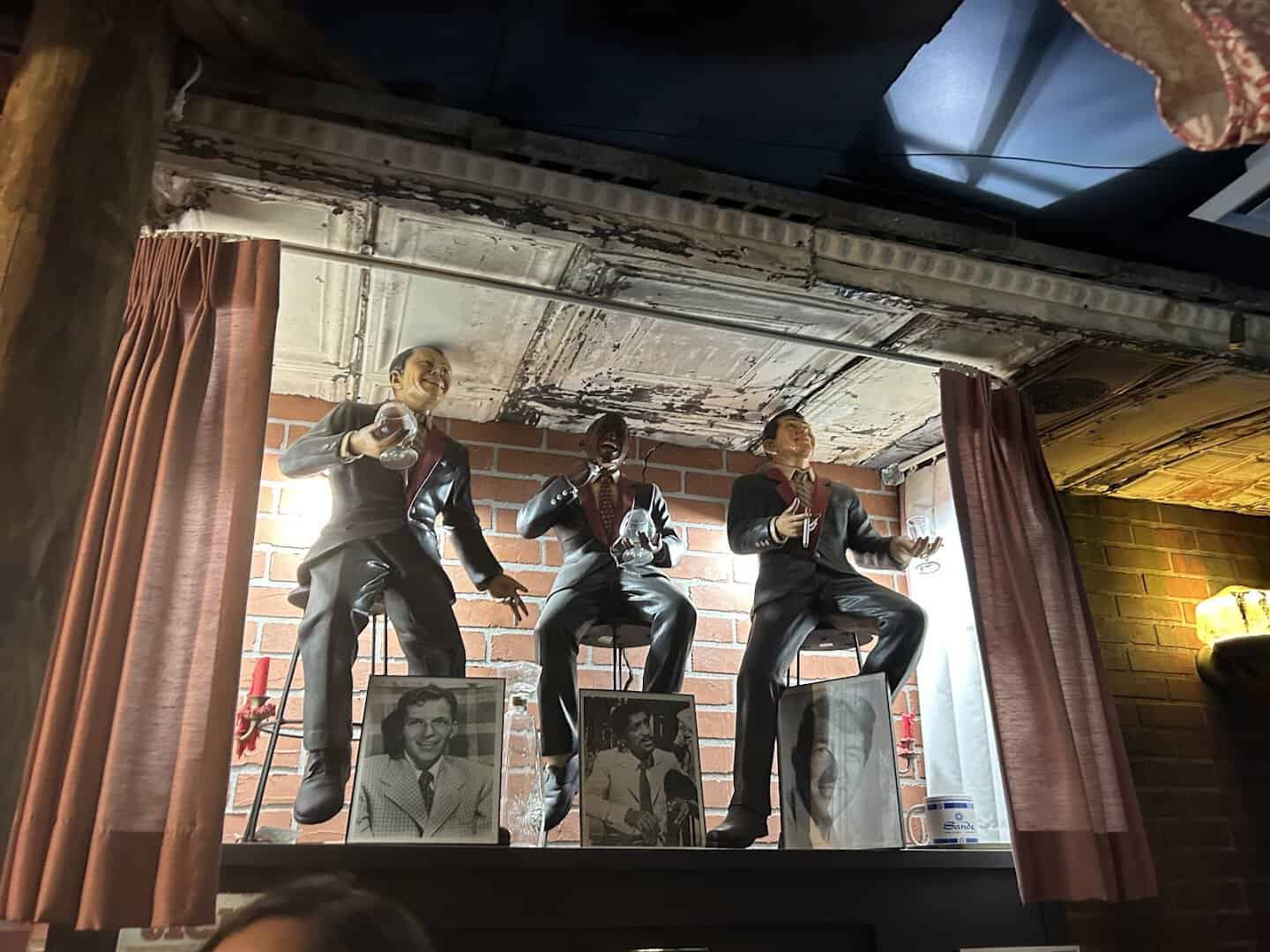 Gangster mannequins on the speakeasy stage at Monteleone's Italian Ristorante in El Paso
