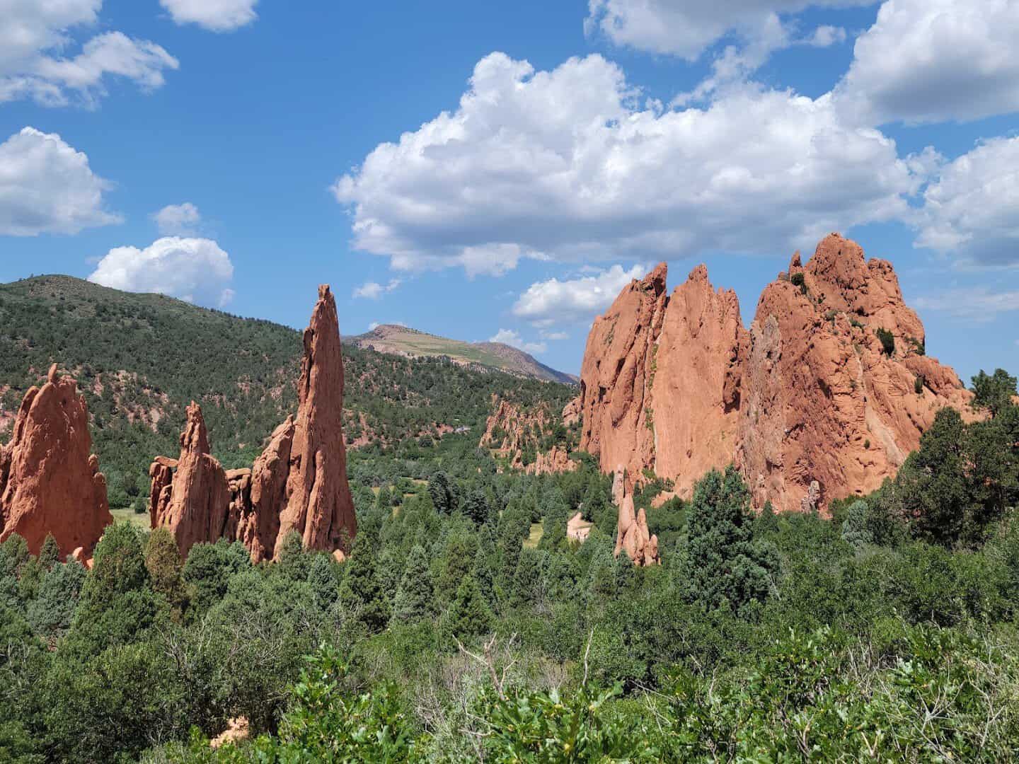 Towering red sandstone fins at Garden of the Gods in Colorado Springs, Colorado