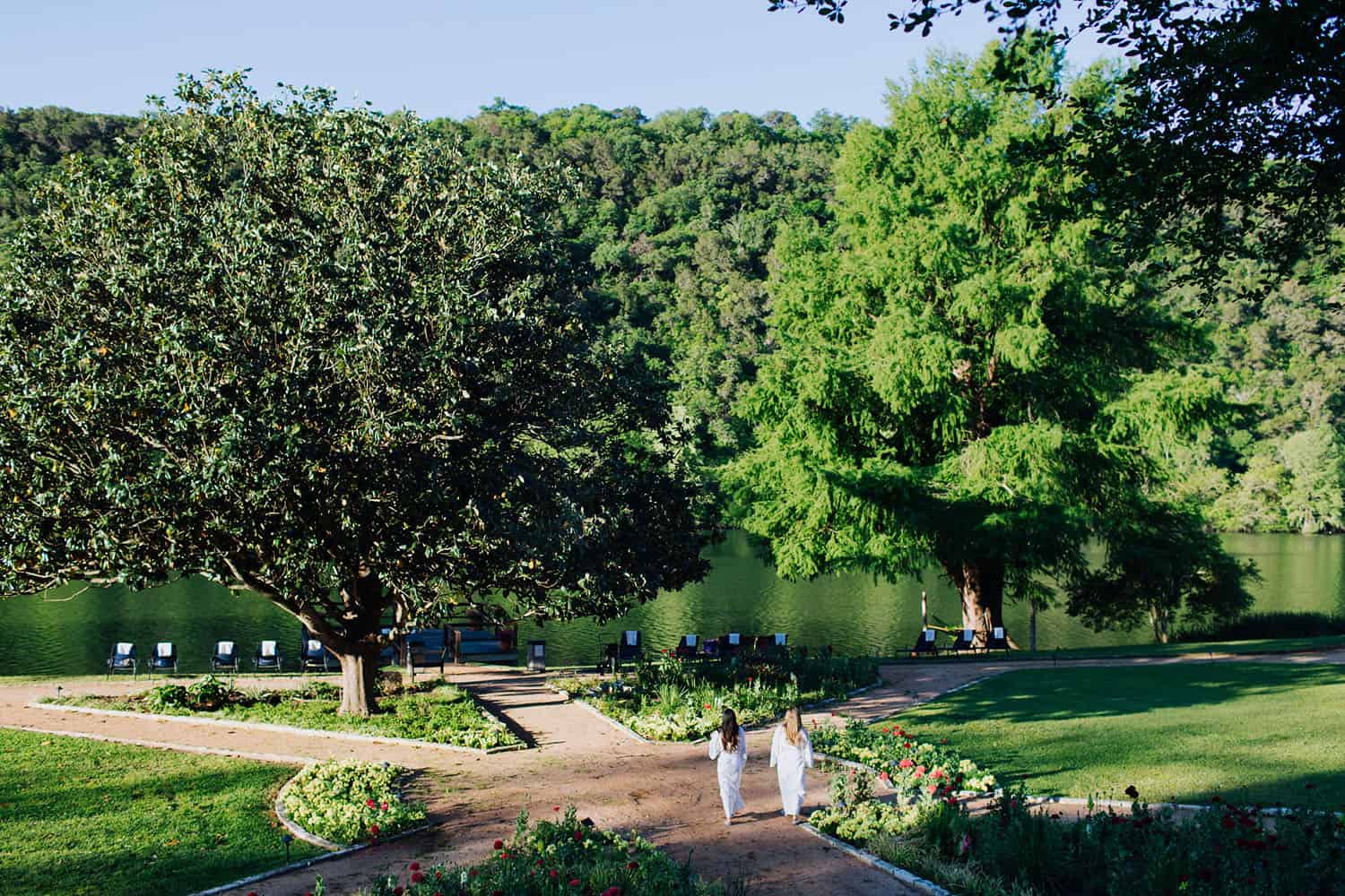Garden path leading to the lake at Lake Austin Spa Resort