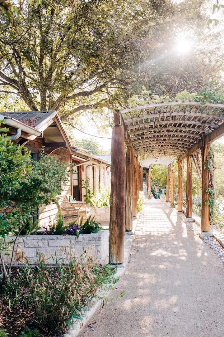 Garden pathway and pergola at Lake Austin Spa Resort