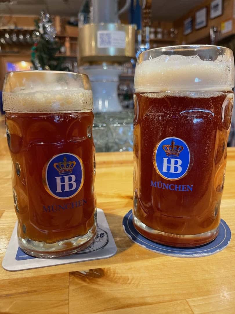 Two steins of German beer at Bavarian Grill in Plano