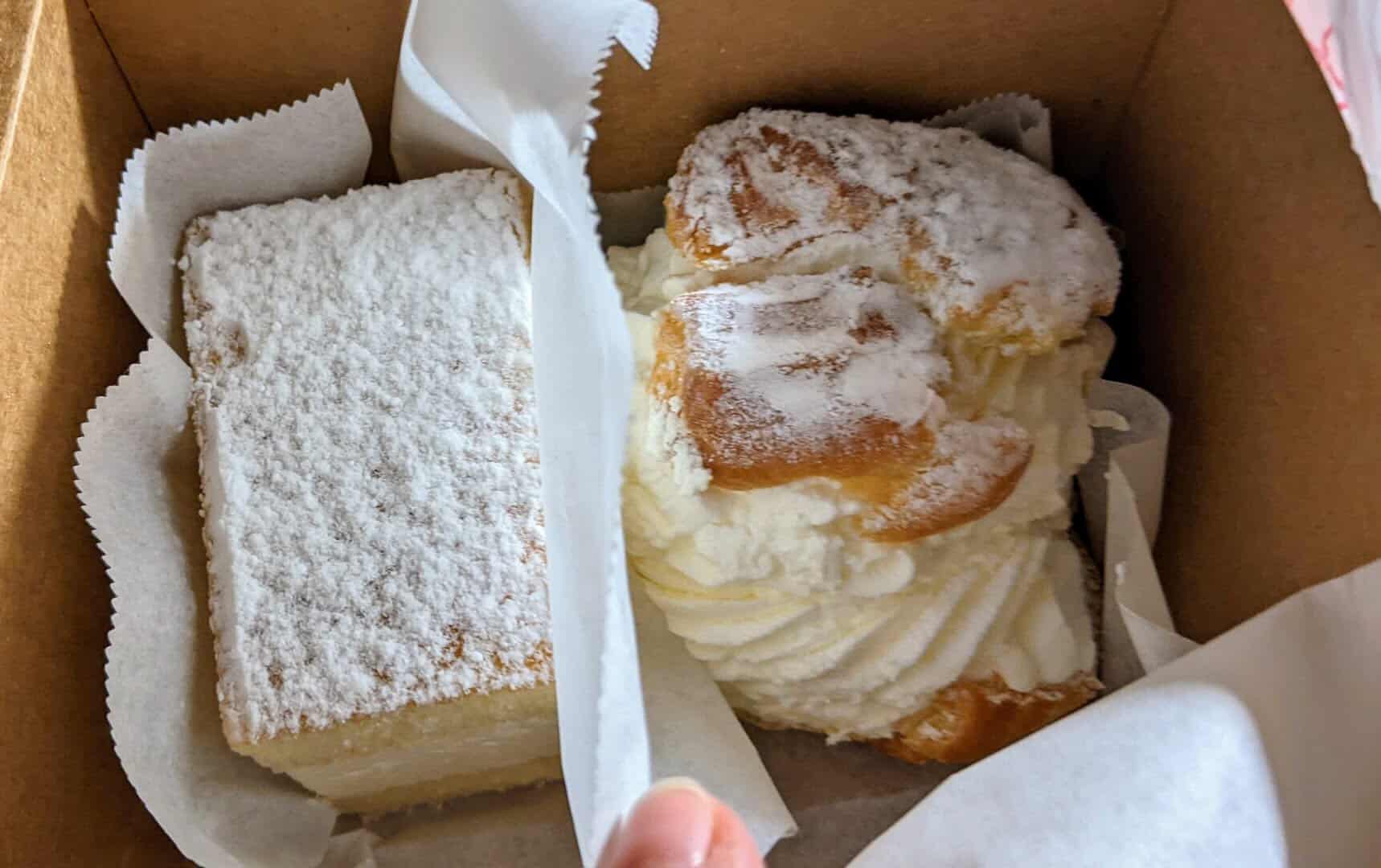 German cream slice and cream puff pastry at Pfeifer's German Bakery