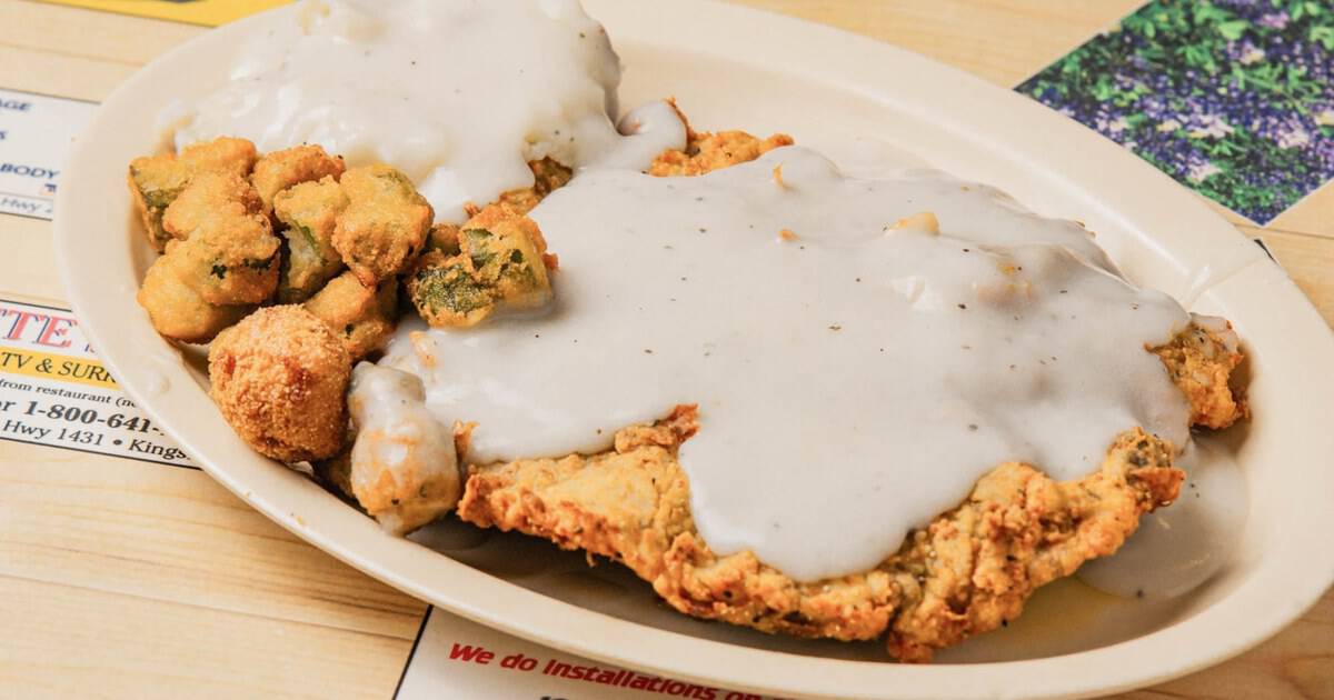 This Roadside Texas Cafe Is Famous for a Giant Chicken Fried Steak Smothered in Homemade Gravy