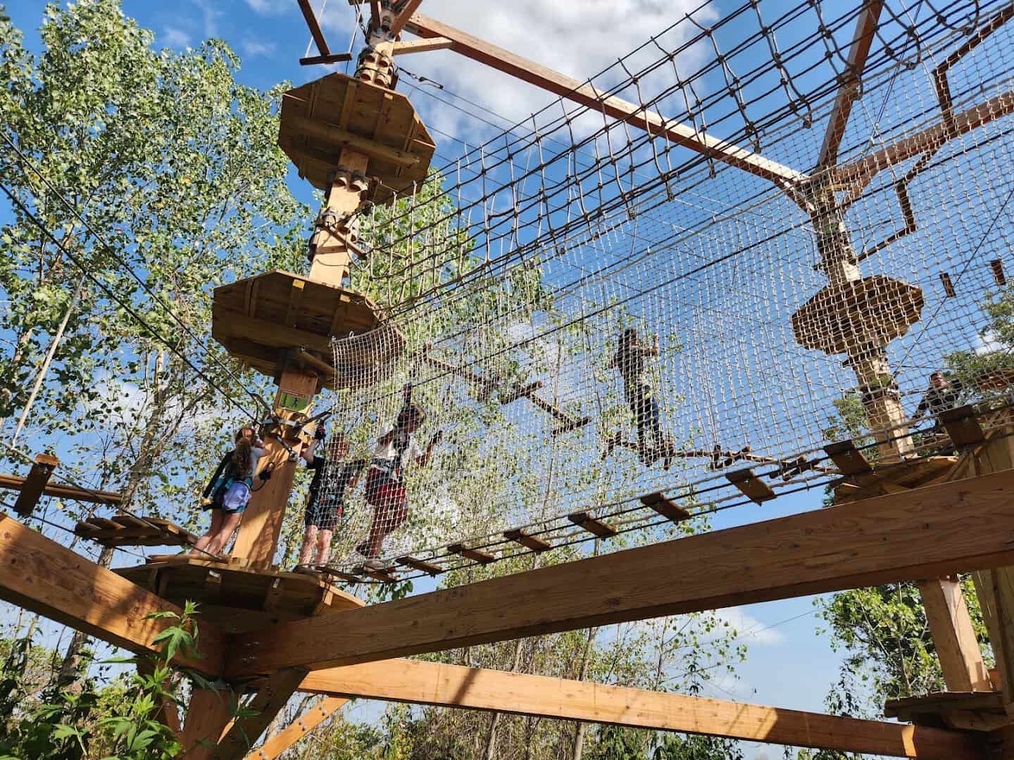 Go Ape treetop ropes course at Brazos River Park in Sugar Land, Texas