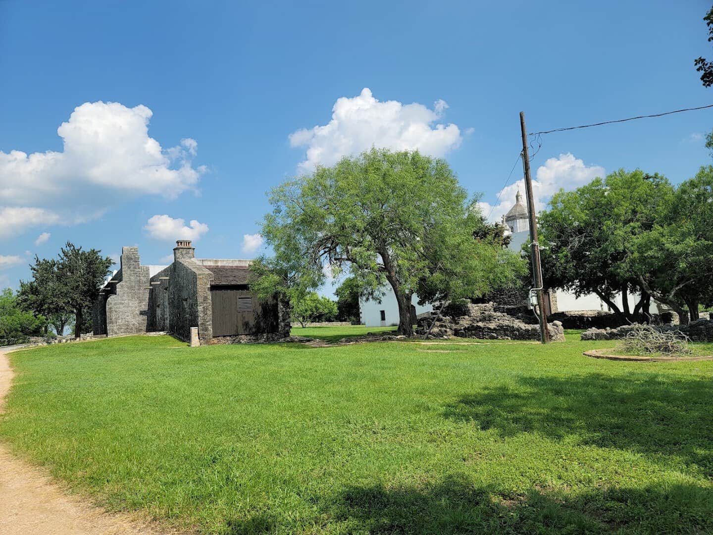 Historic mission grounds and open lawn at Goliad State Park
