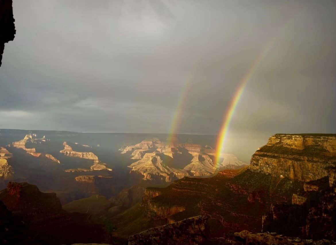 Double rainbow over the Grand Canyon, Arizona
