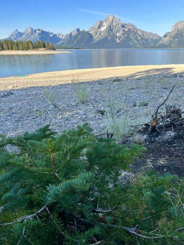 The Teton Range rising above a lake, Grand Teton National Park, Wyoming