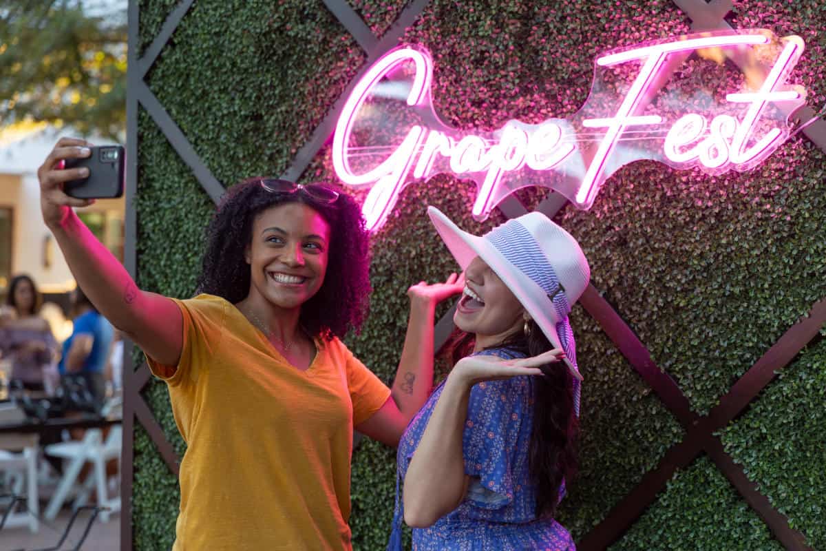 Festival-goers at GrapeFest in Historic Downtown Grapevine, Texas