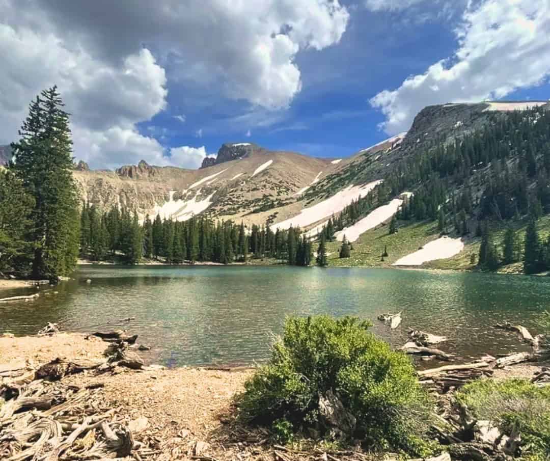Alpine lake below Wheeler Peak at Great Basin National Park, Nevada