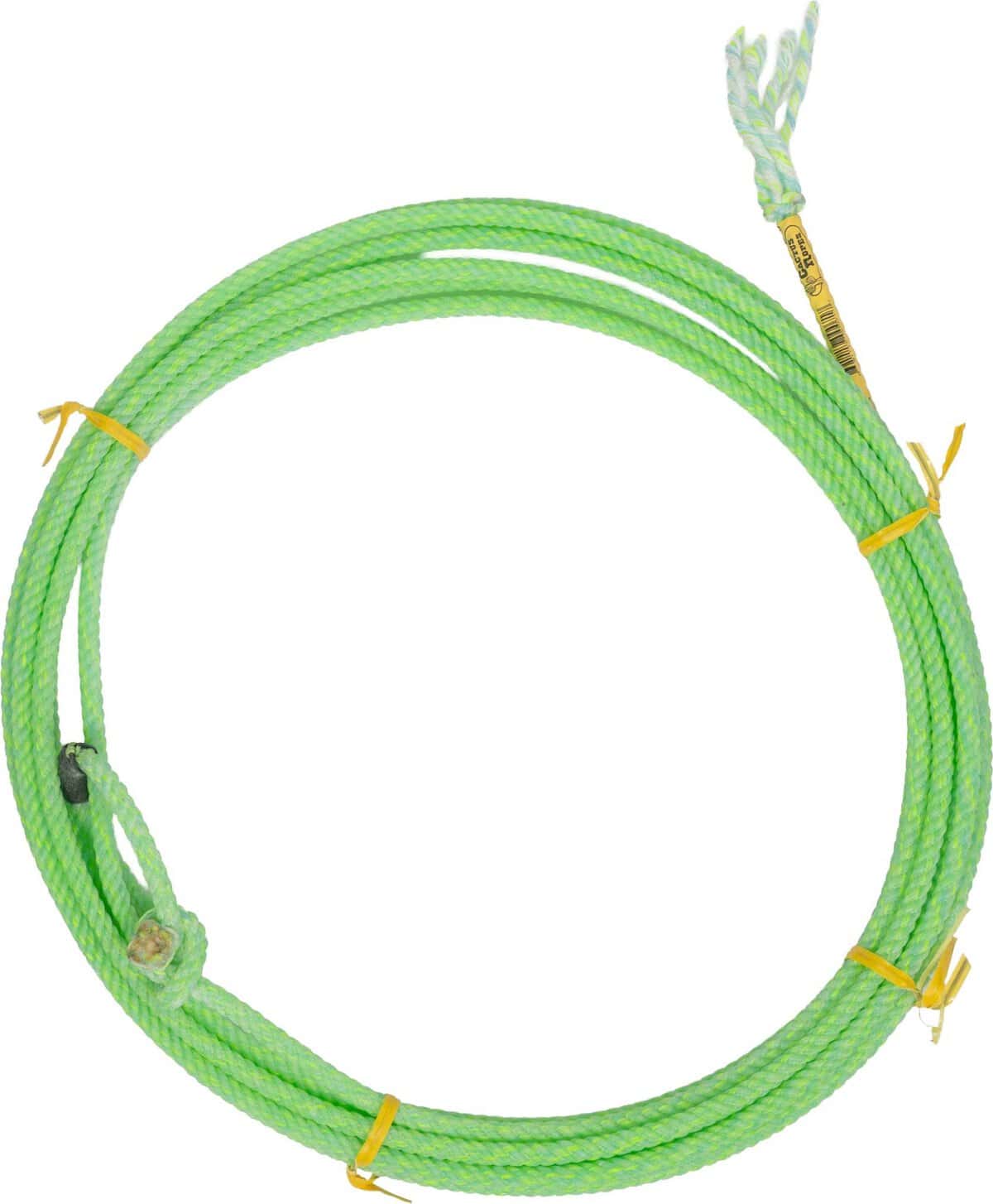Bright green lasso rope at Teskey's Saddle Shop in Weatherford, Texas