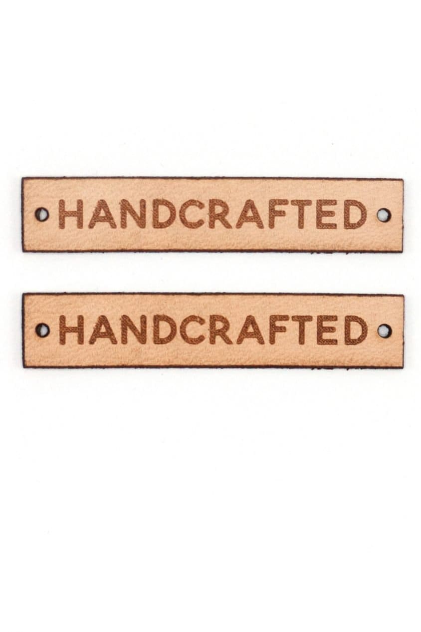 Handcrafted leather maker labels at The Sparkly Elephant Sewing Lounge