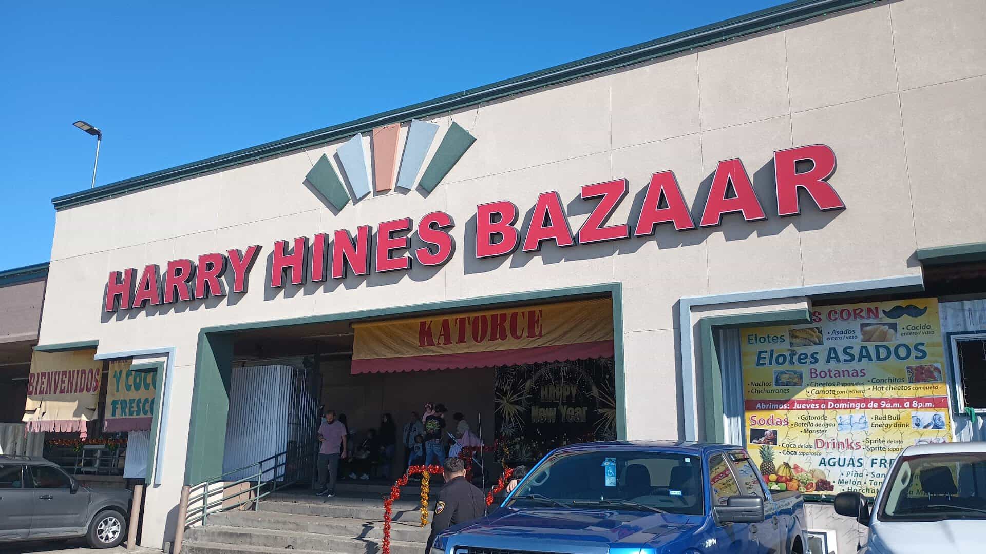The Harry Hines Bazaar storefront and sign in Dallas