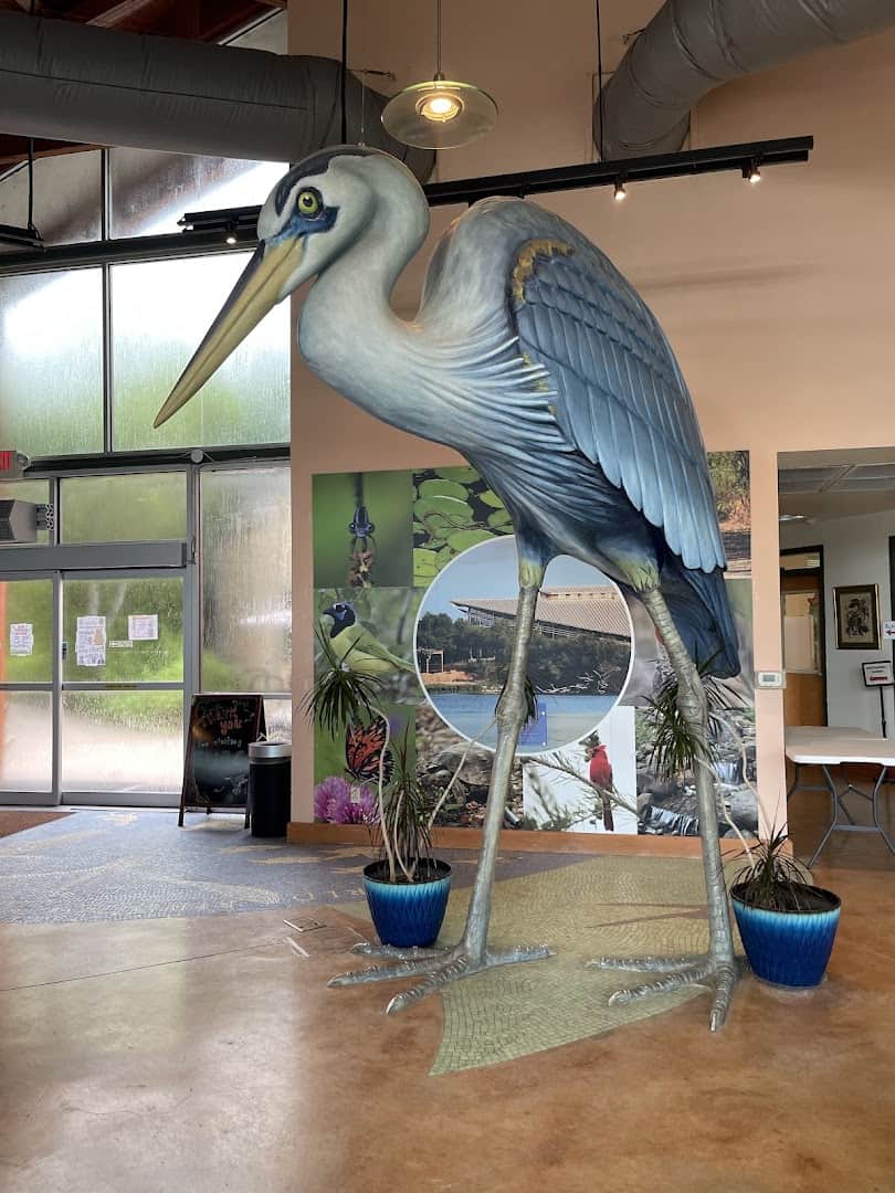 Giant heron sculpture inside the interpretive center at Edinburg Scenic Wetlands in Edinburg, Texas