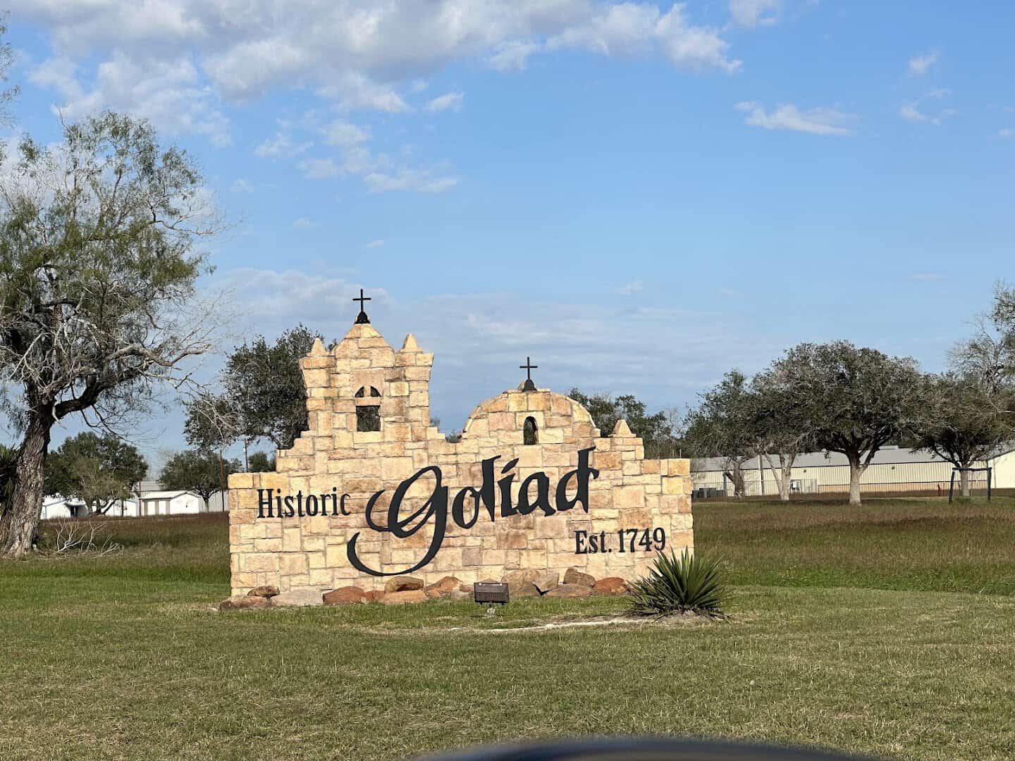 Historic Goliad welcome sign near Goliad State Park