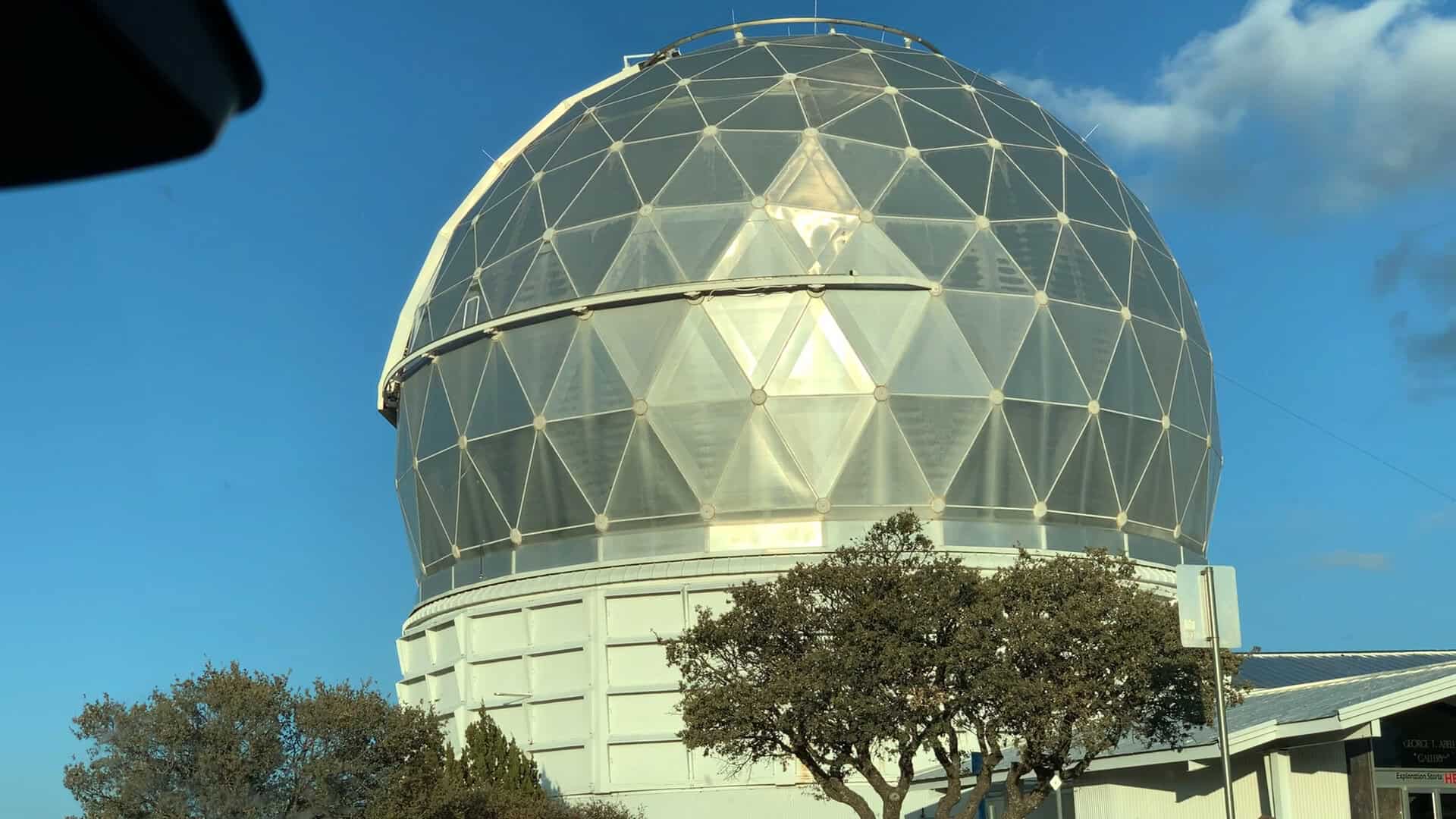 Geodesic white dome of the Hobby-Eberly Telescope at McDonald Observatory