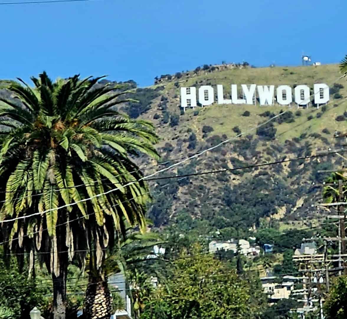 The Hollywood Sign on the hillside above Los Angeles, California