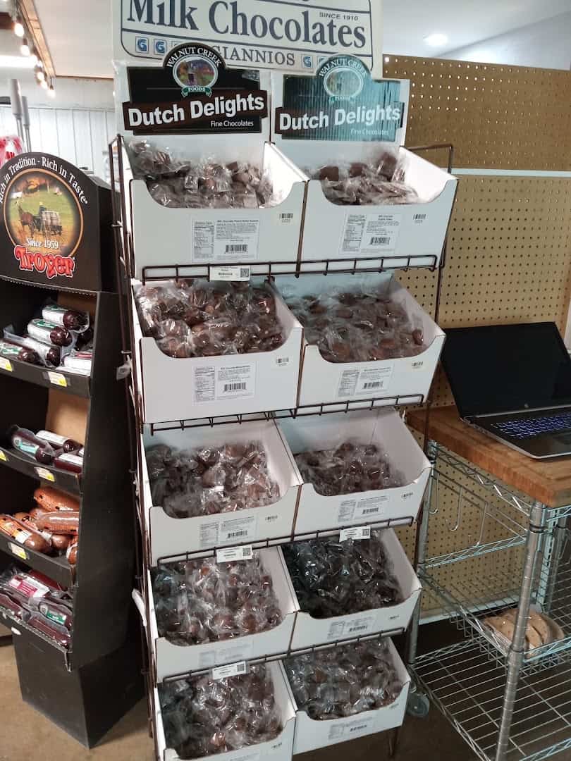 Homemade chocolates and candy display at Olde Towne Country Store in Itasca, Texas