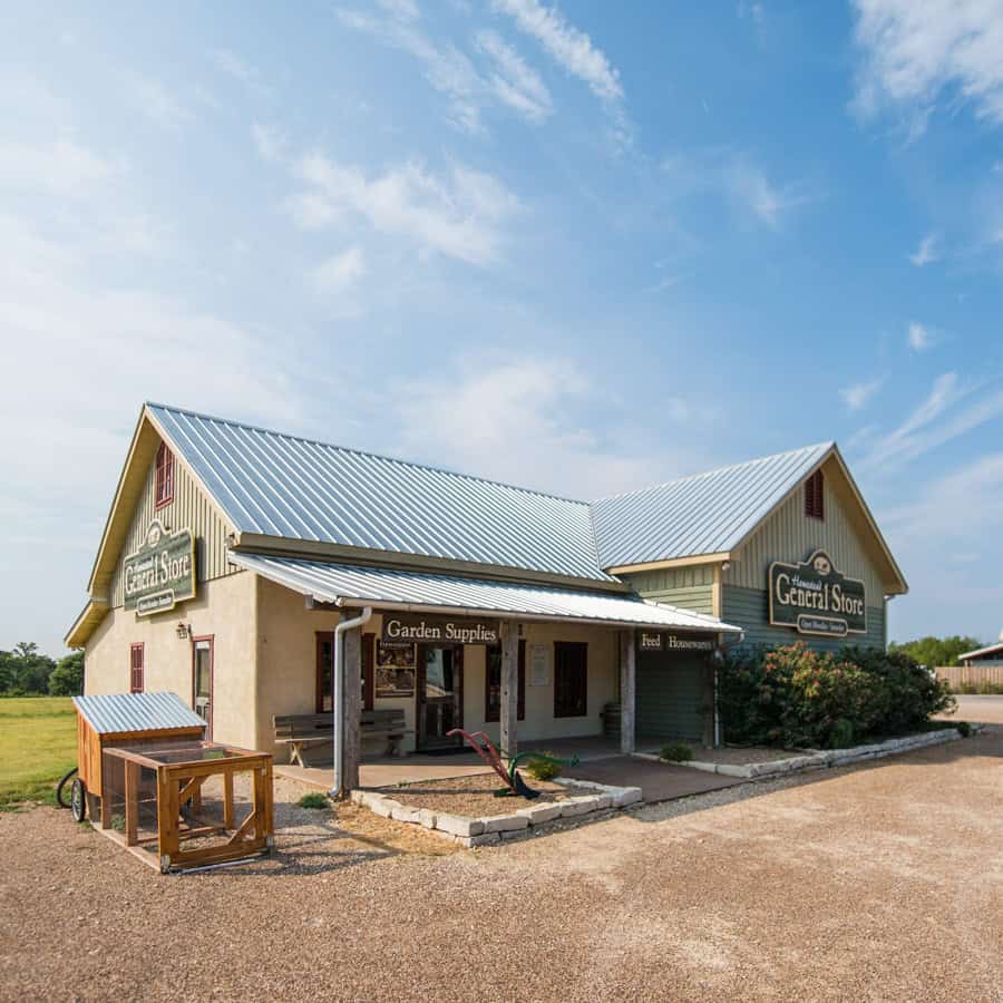 Homestead General Store built from 1780 barn frames at Homestead Heritage near Waco, Texas