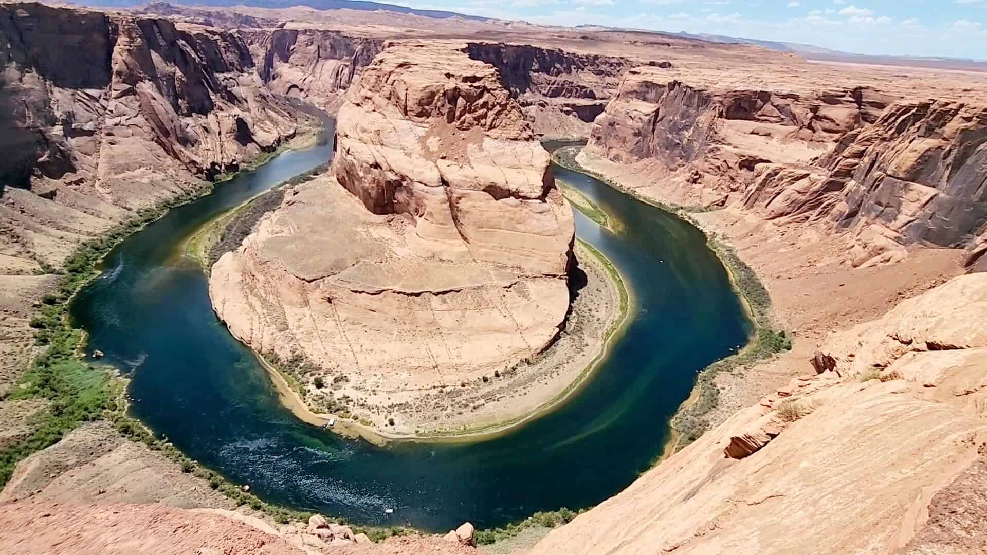 The Colorado River curling around Horseshoe Bend near Page, Arizona