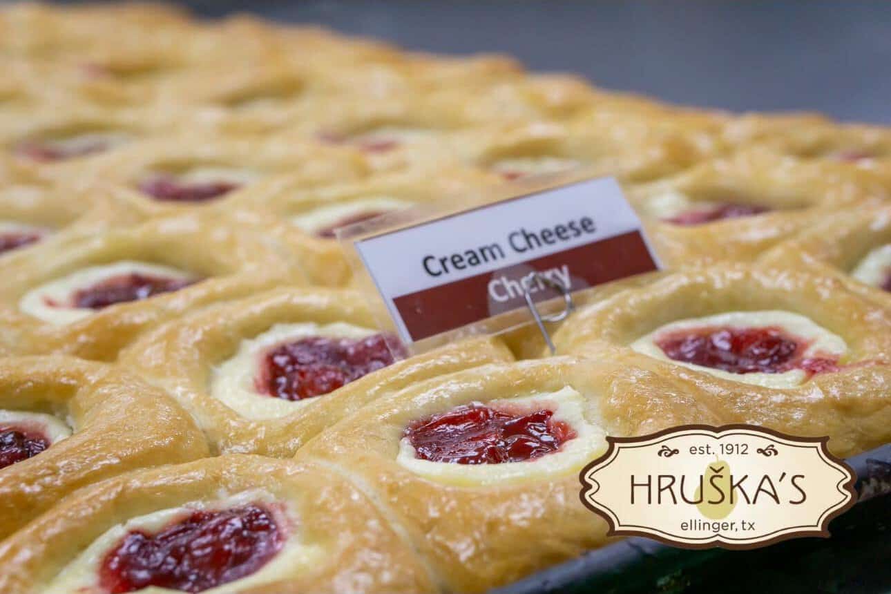 Cream cheese and cherry kolaches at Hruska's Store and Bakery in Ellinger, Texas