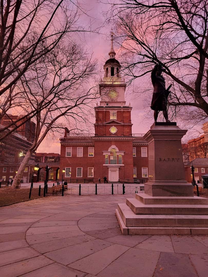 Independence Hall lit against a twilight sky, Philadelphia, Pennsylvania