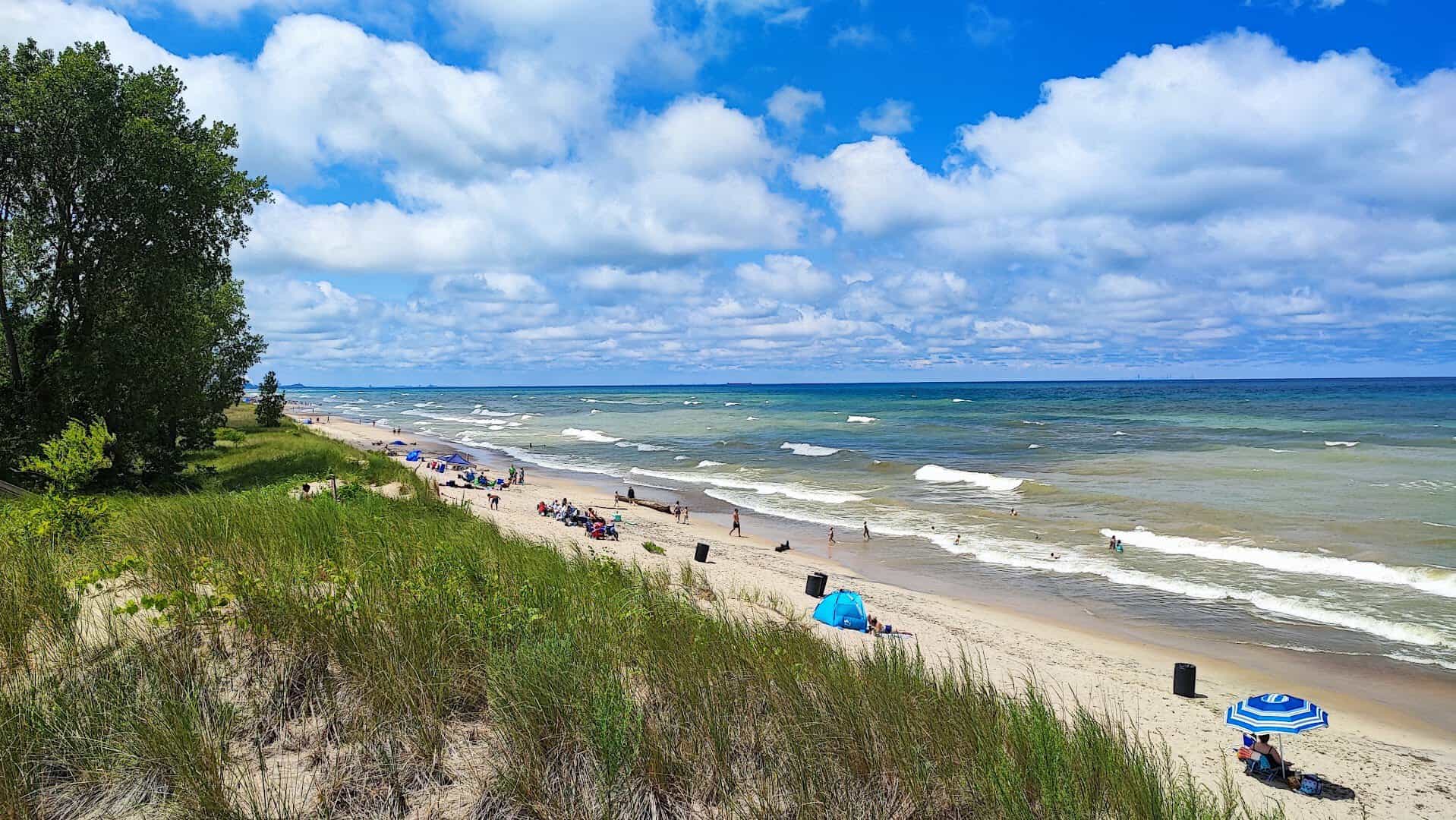 Beach and dunes along Lake Michigan at Indiana Dunes National Park, Indiana