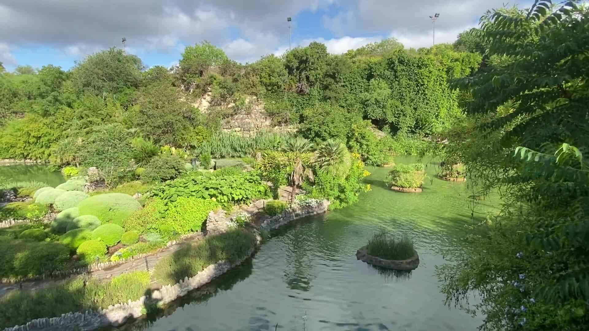 Restored pond and lush plantings at the Japanese Tea Garden in San Antonio
