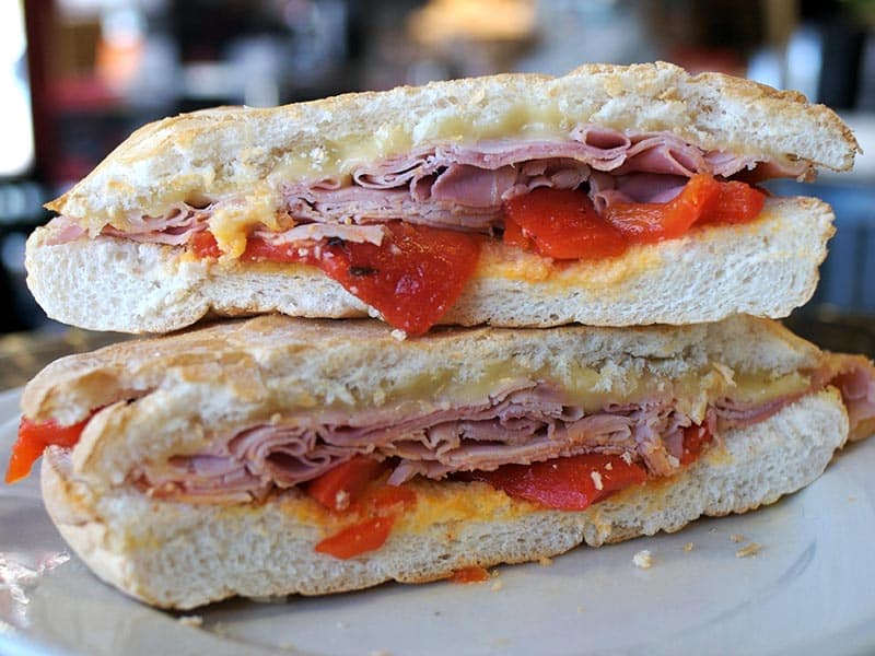 A ham, provolone and roasted red pepper sub at Jimmy's Food Store in Dallas