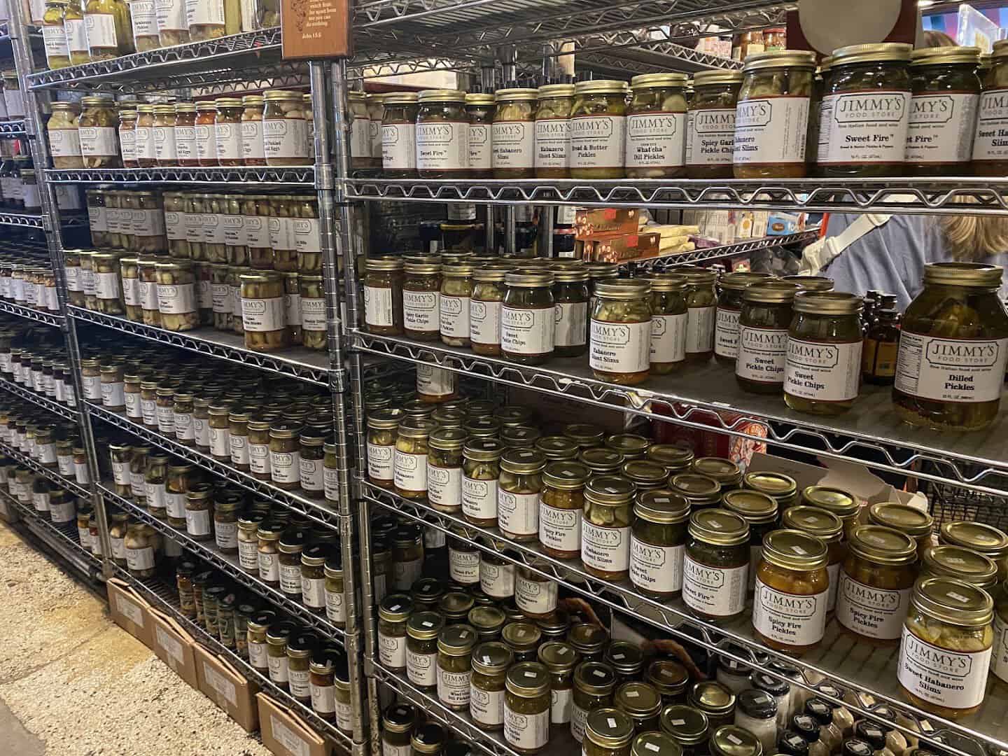 Shelves of imported Italian pantry goods at Jimmy's Food Store in Dallas