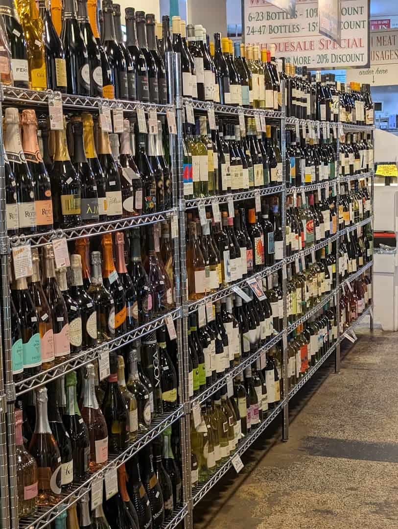 Wall of Italian wine at Jimmy's Food Store in Dallas