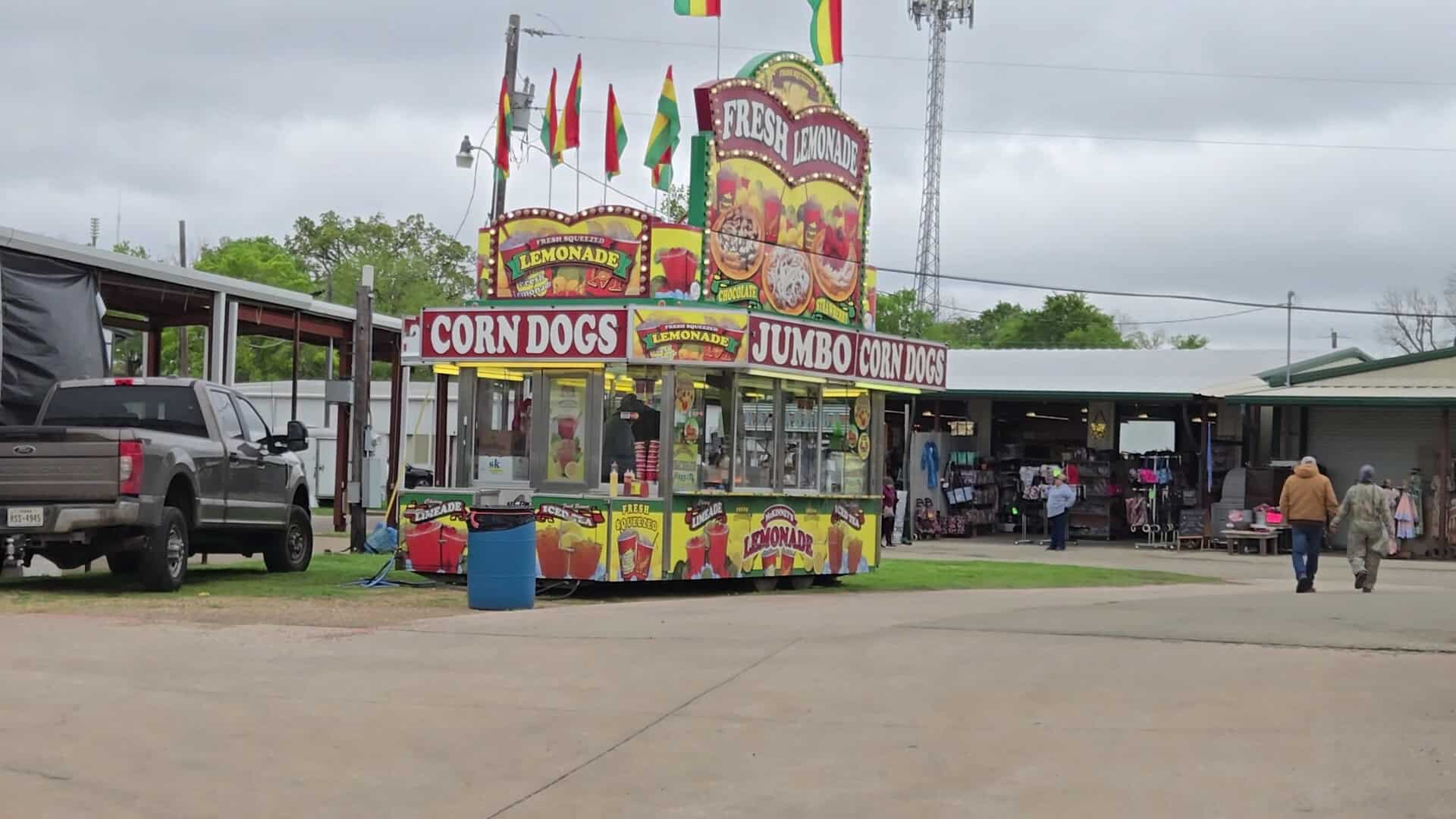 Jumbo corn dogs and fresh lemonade stand at First Monday Trade Days in Canton