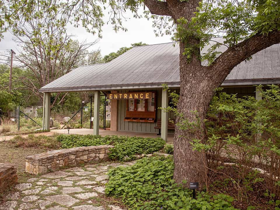 Native plant garden and entrance at the Riverside Nature Center in Kerrville