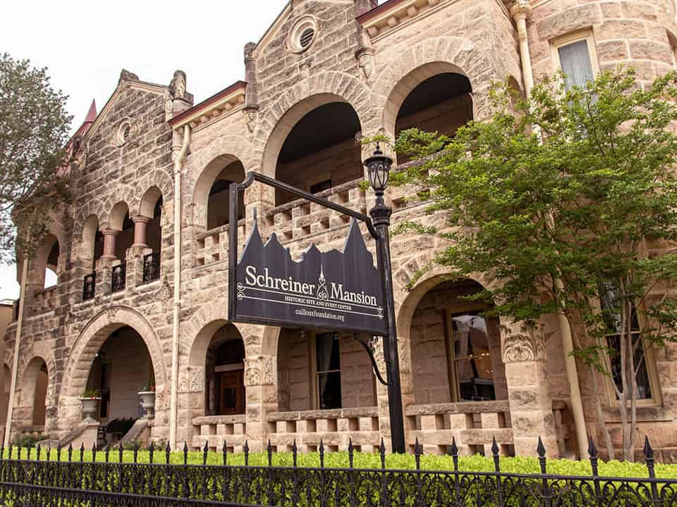 The historic 1879 Schreiner Mansion, a limestone landmark in downtown Kerrville