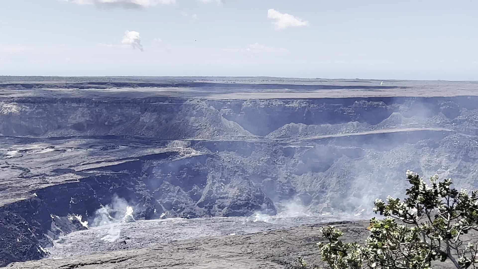 The steaming Kilauea caldera in Hawaii Volcanoes National Park, Hawaii