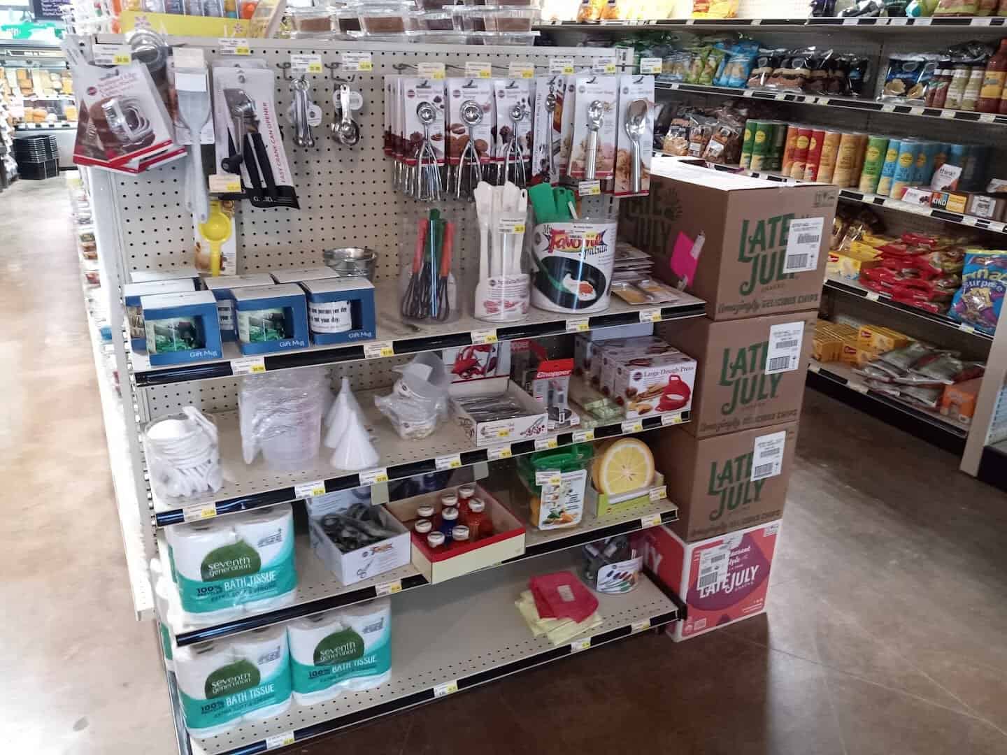 Kitchen supplies and gift aisle at Olde Towne Country Store in Itasca Texas