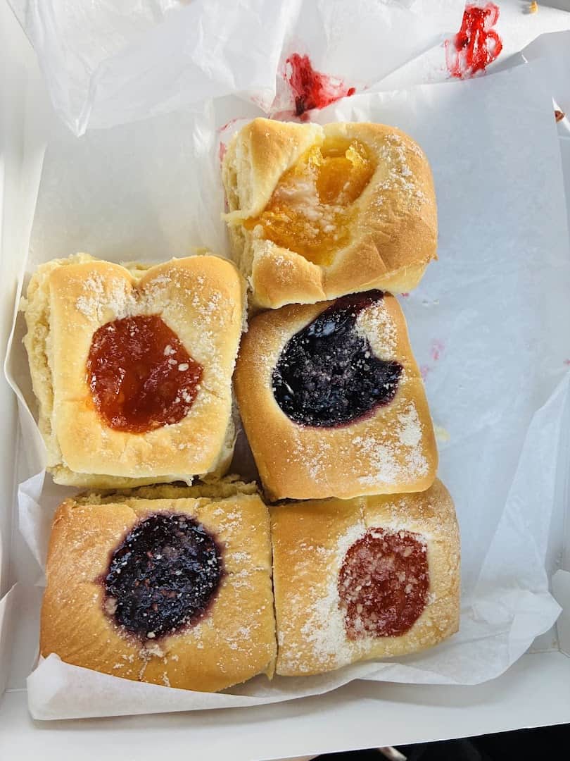 Four fruit kolaches from Kolache Depot Bakery in Ennis, Texas