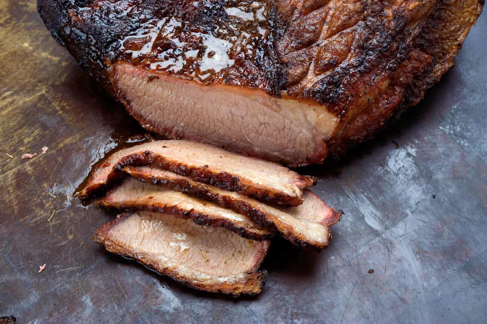 Sliced smoked brisket at Kreuz Market in Lockhart, Texas